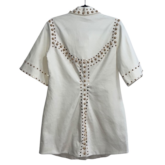 NEW NWT Cult Gaia Anika Studded Shirtdress Mini Dress Off White - Picture 7 of 12